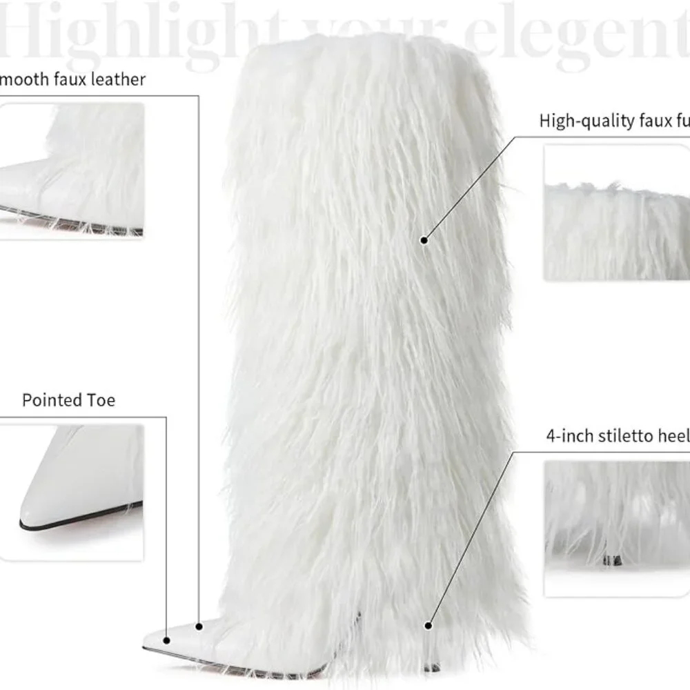 Women's Furry White Boots